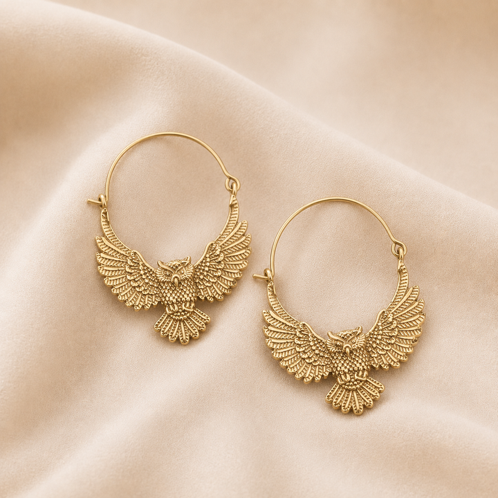 Pendientes Declarativos de Búho Vintage Bohemio