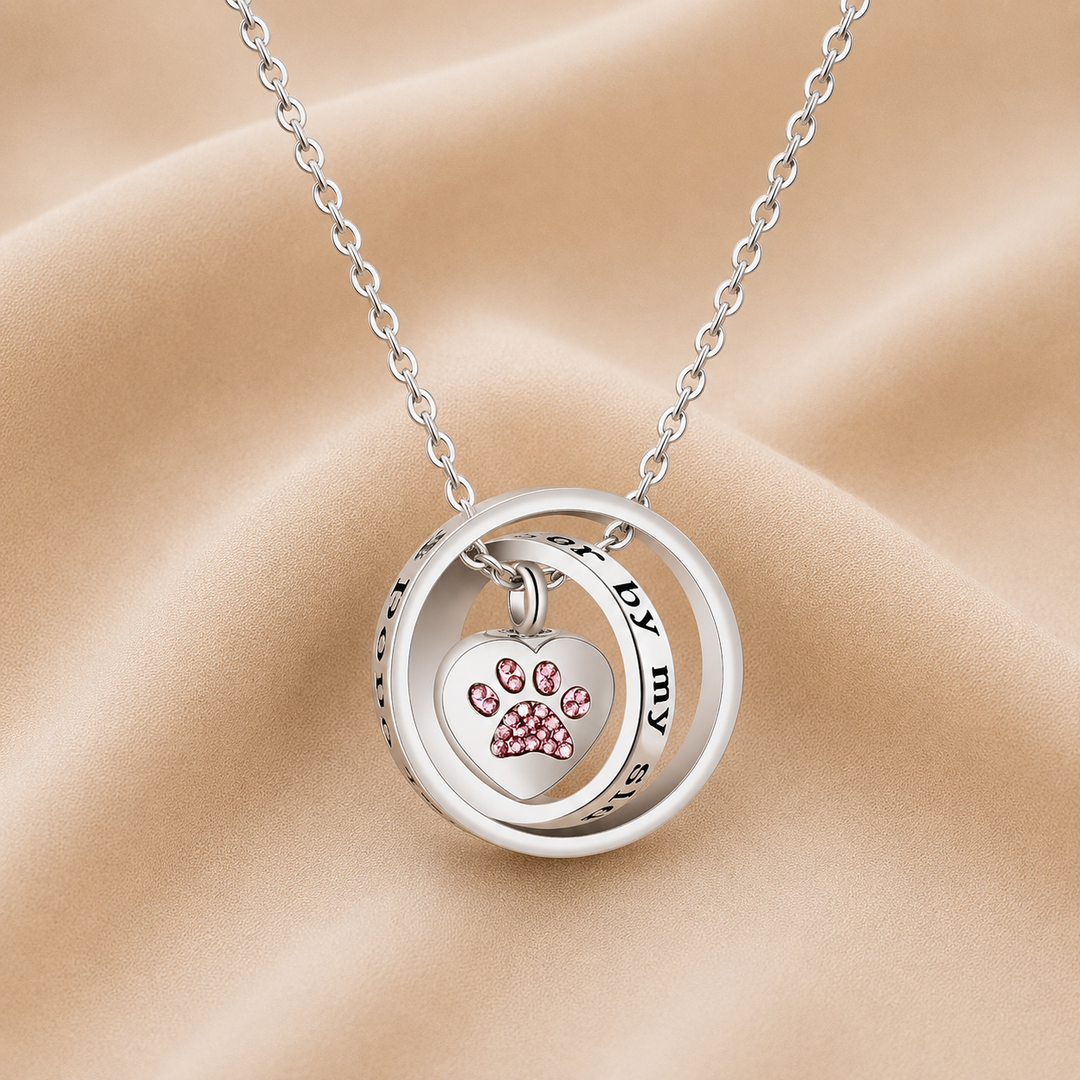 "Ya No A Mi Lado, Siempre En Mi Corazón" – Collar de Urna de Acero Inoxidable con Huella