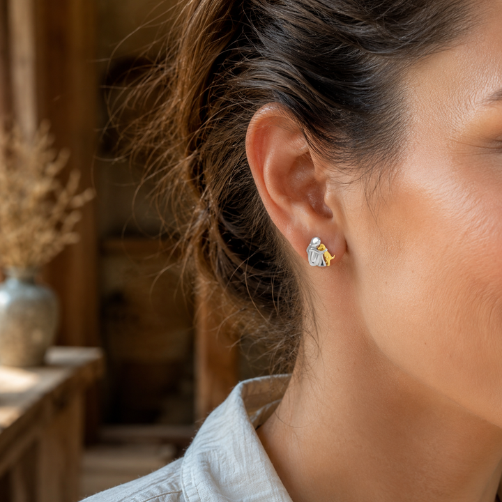 Pendientes de Aro en Plata y Oro Bicolor