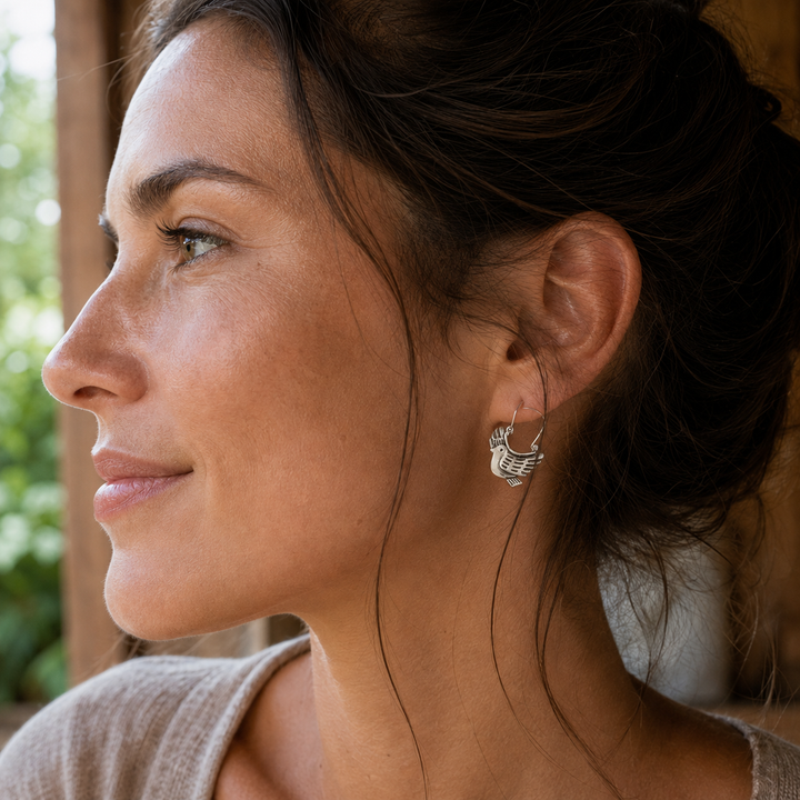 Pendientes Ave Bohemia Plateada