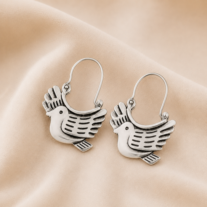 Pendientes Ave Bohemia Plateada