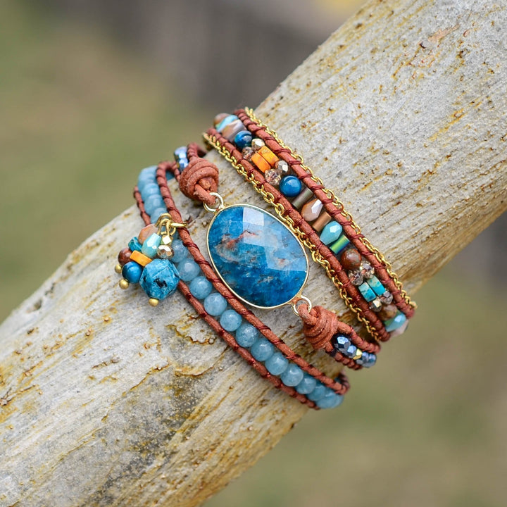 Pulsera Envoltura de Apatito Azul