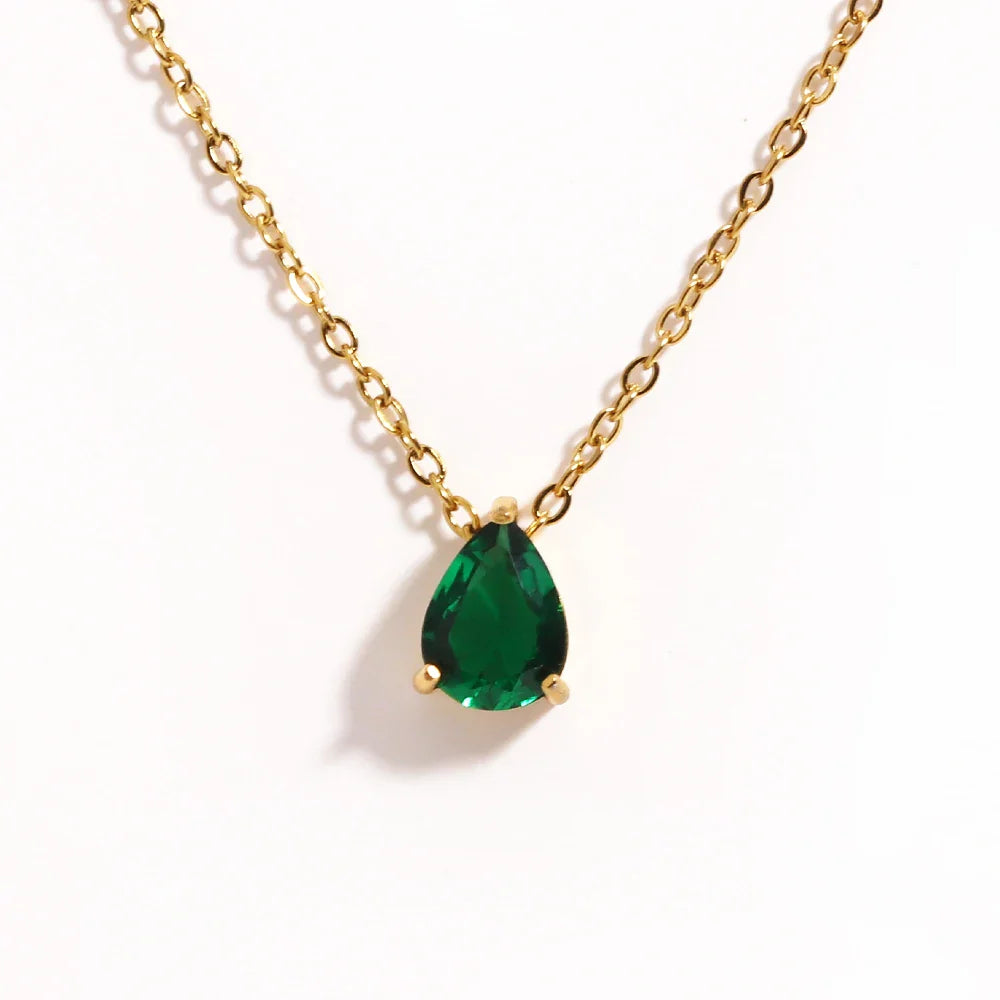 Collar de Cristal en Forma de Gota con Piedra de Nacimiento
