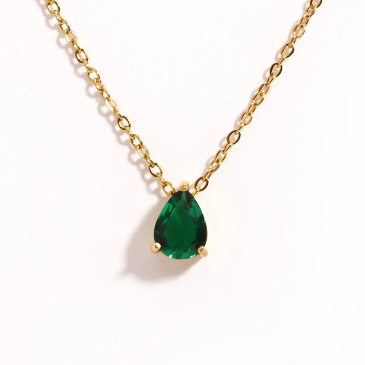 Collar de Cristal en Forma de Gota con Piedra de Nacimiento
