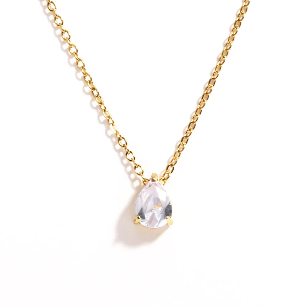 Collar de Cristal en Forma de Gota con Piedra de Nacimiento