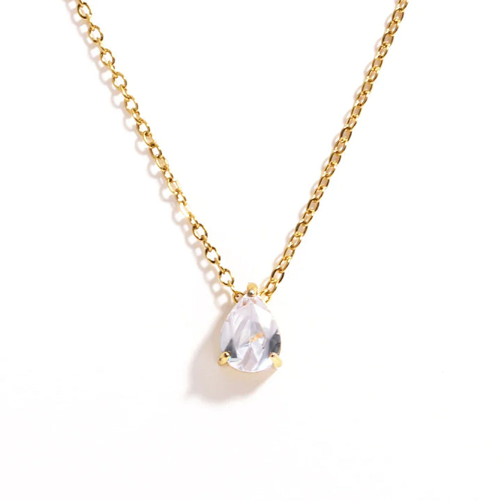 Collar de Cristal en Forma de Gota con Piedra de Nacimiento