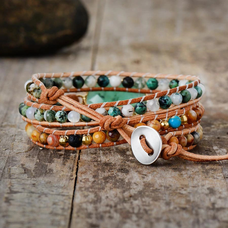 Pulsera de Jade y Ágata Musgo