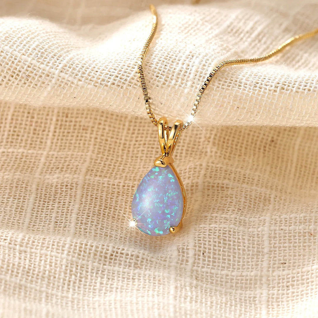 Collar de Colgante de Oro en Forma de Gota de Ópalo