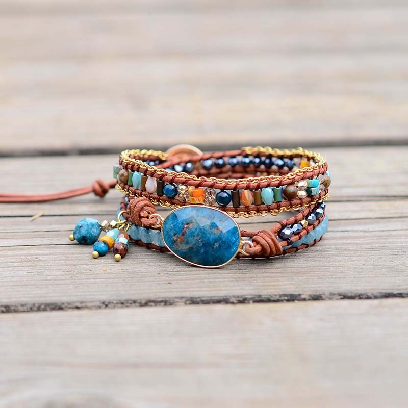 Pulsera Envoltura de Apatito Azul
