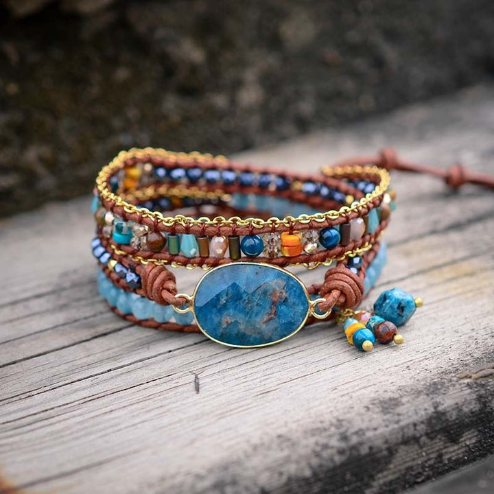 Pulsera Envoltura de Apatito Azul