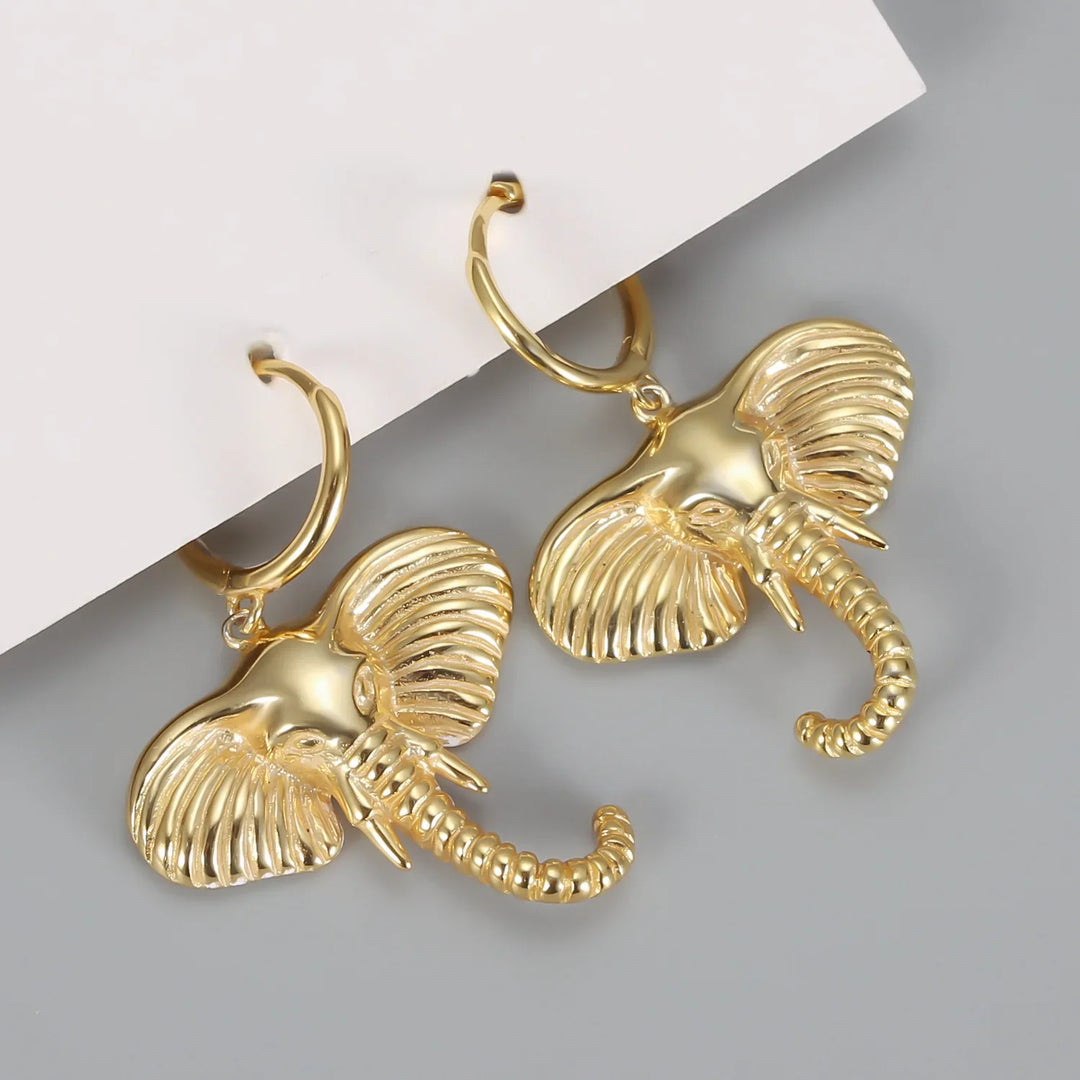 Pendientes de Aro con Encanto de Elefante