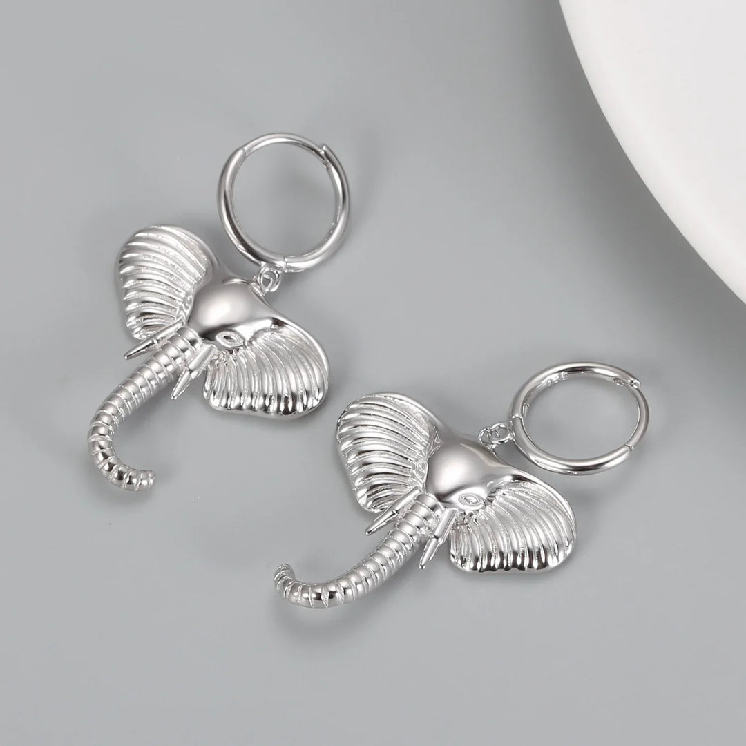 Pendientes de Aro con Encanto de Elefante
