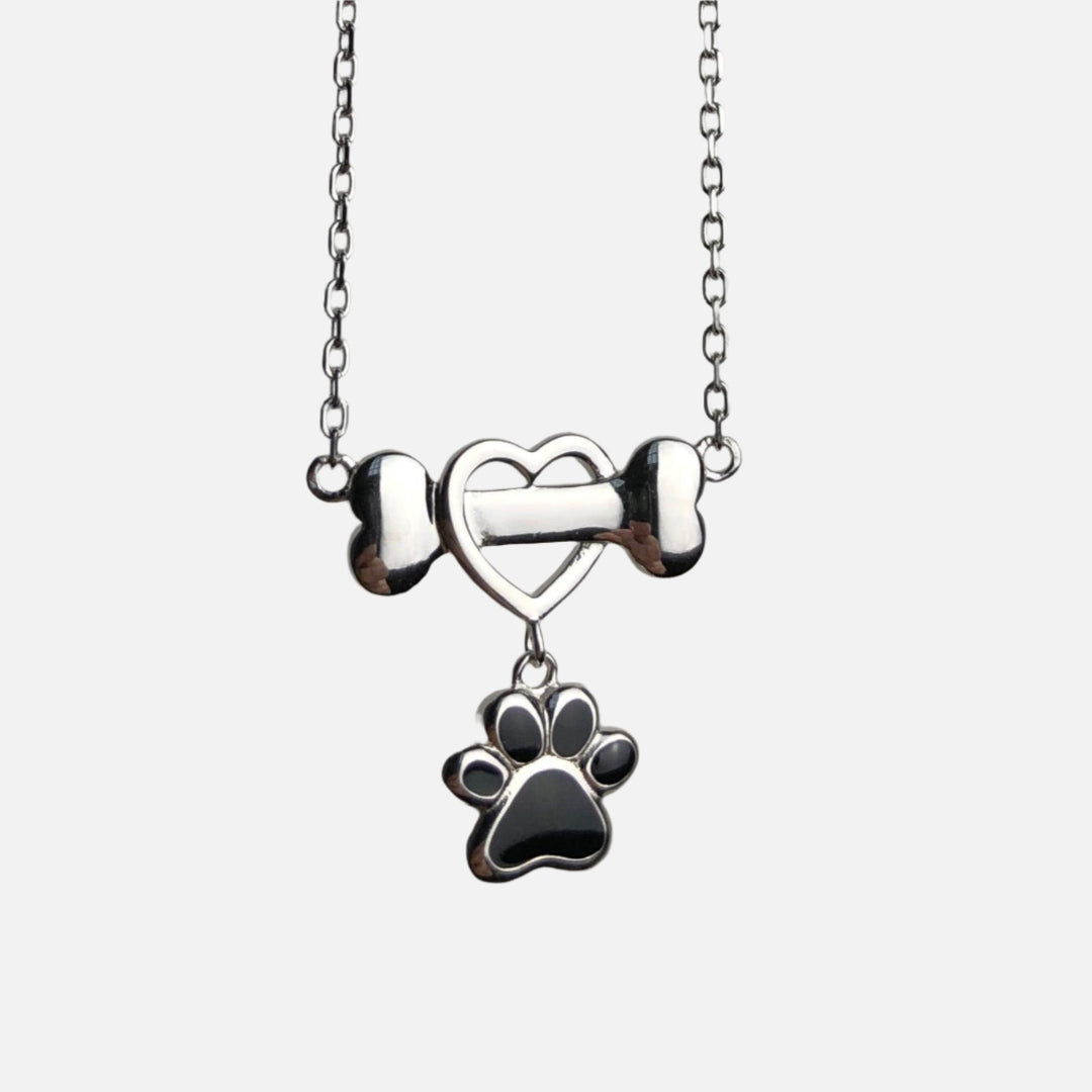 Collar de Patita de Perro Delicado en Acero Inoxidable