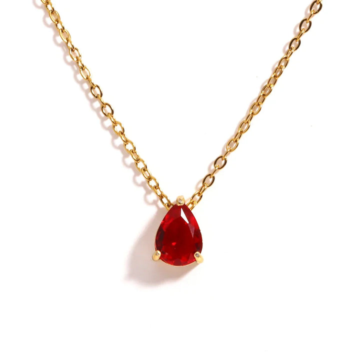 Collar de Cristal en Forma de Gota con Piedra de Nacimiento