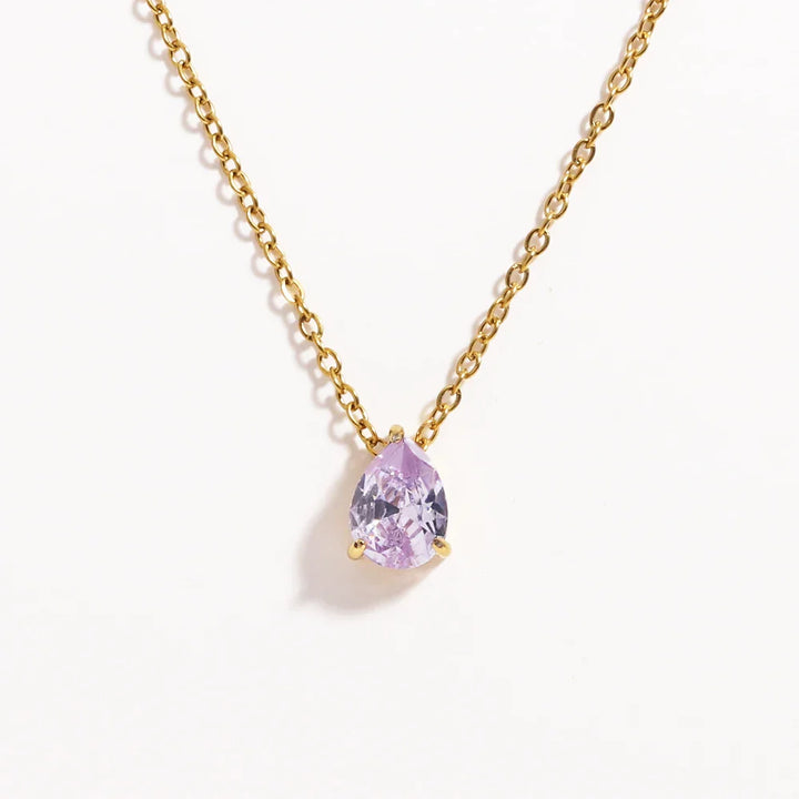 Collar de Cristal en Forma de Gota con Piedra de Nacimiento