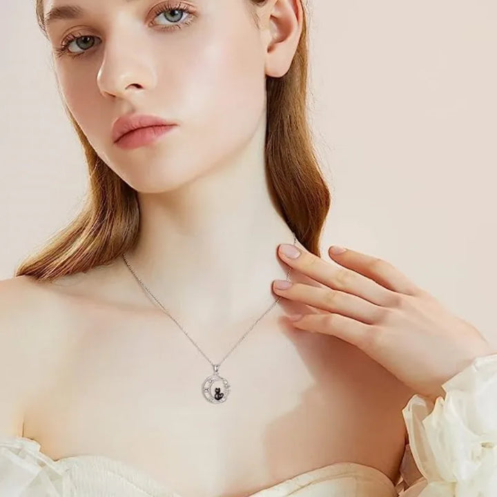Collar de Péndulo de Cristal de Gato Negro