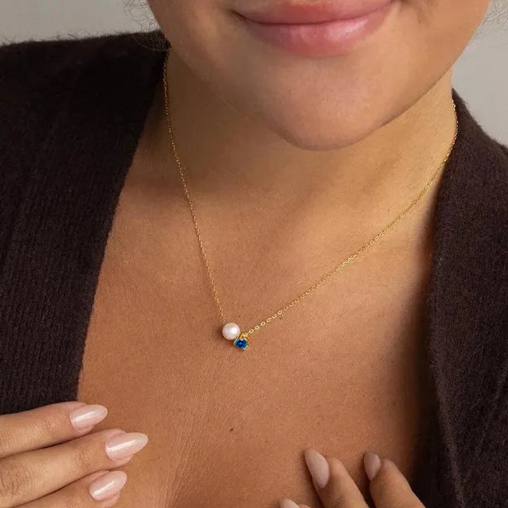 Collar con Colgante de Perla y Piedra de Nacimiento