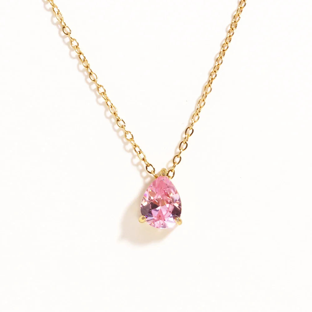 Collar de Cristal en Forma de Gota con Piedra de Nacimiento