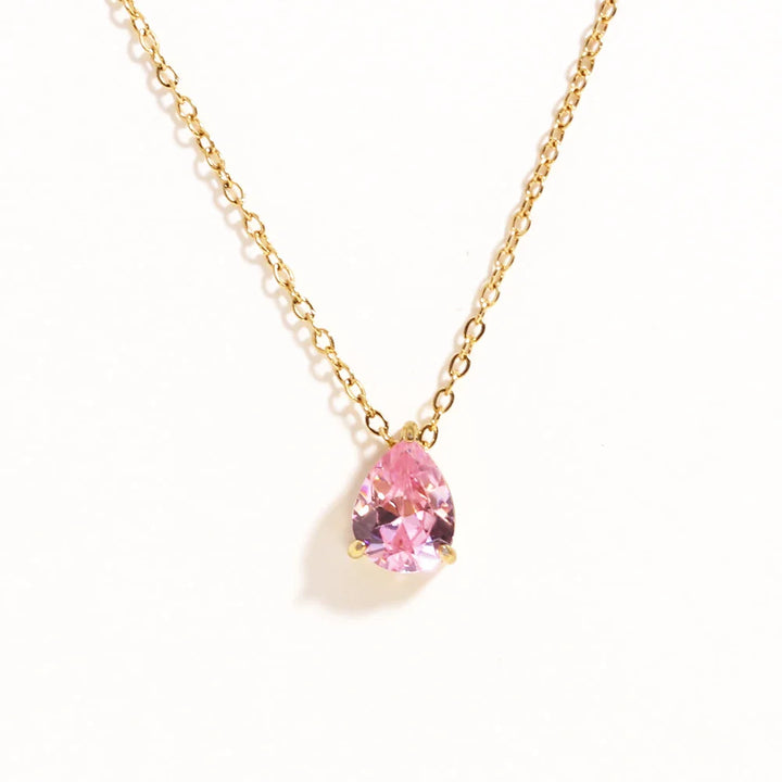 Collar de Cristal en Forma de Gota con Piedra de Nacimiento
