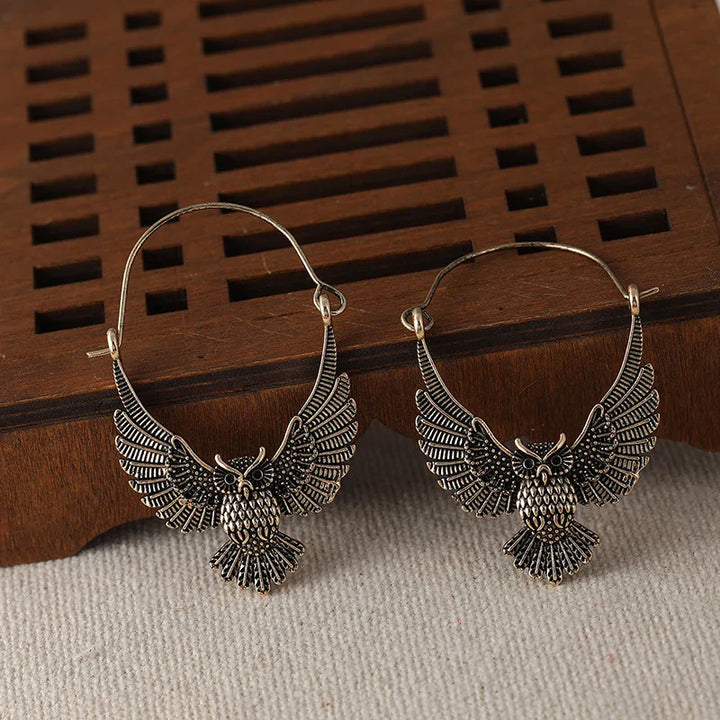 Pendientes Declarativos de Búho Vintage Bohemio