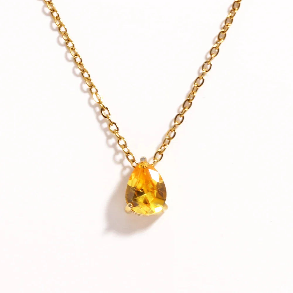 Collar de Cristal en Forma de Gota con Piedra de Nacimiento