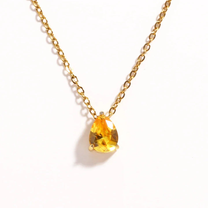 Collar de Cristal en Forma de Gota con Piedra de Nacimiento