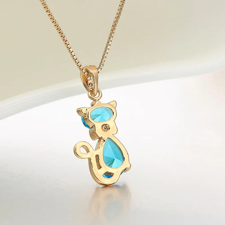 Collar con Colgante de Gato de Cristal