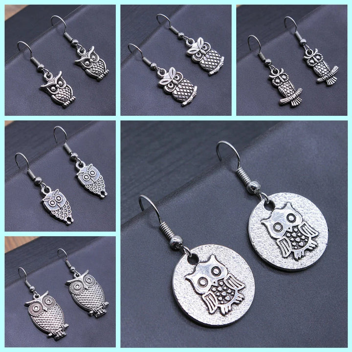 Pendientes Colgantes de Búho Vintage Bohemio