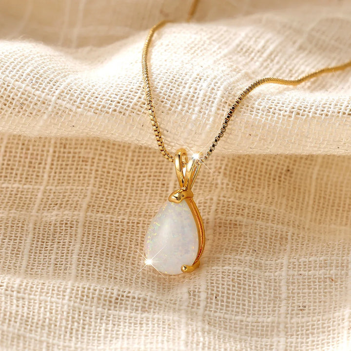 Collar de Colgante de Oro en Forma de Gota de Ópalo