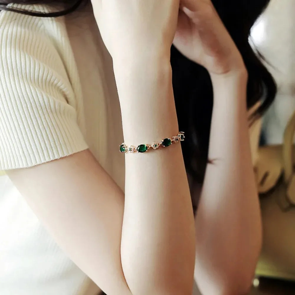 Pulsera de Cristal Verde del Jardín Encantado