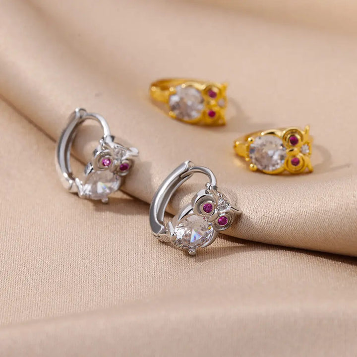 Pendientes de Aro con Animales de Cristal