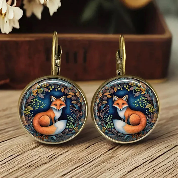 Pendientes de Cristal en Forma de Dome con Animales Juguetones