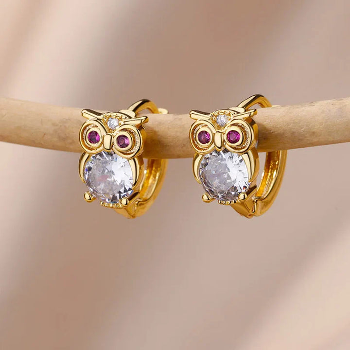 Pendientes de Aro con Animales de Cristal