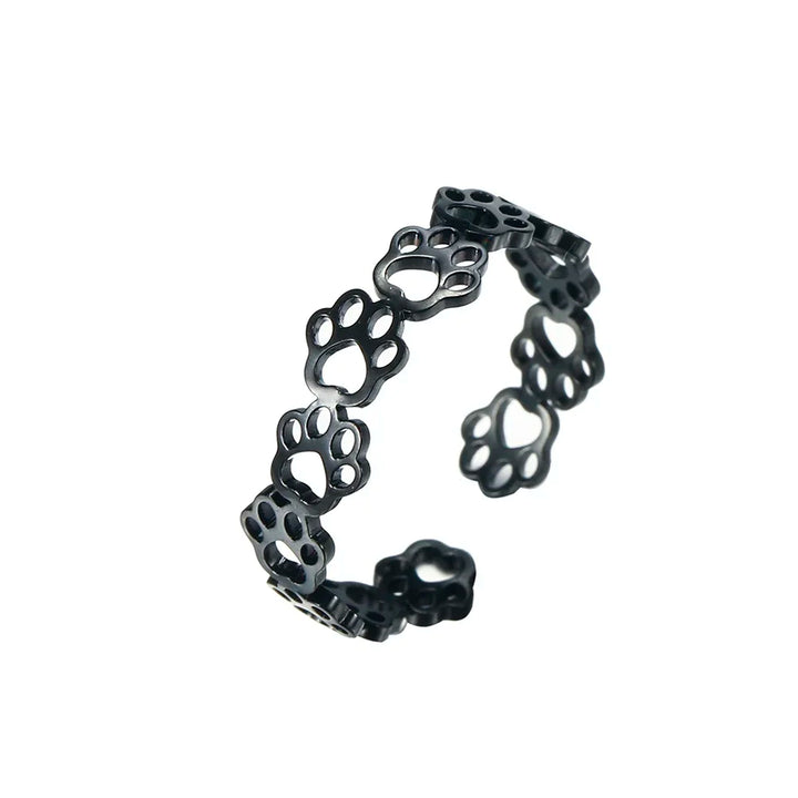 Anillo Ajustable con Huella de Patas – Hecho de Acero Inoxidable