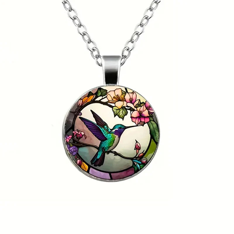 Collar Colgante de Cristal con Colibrí