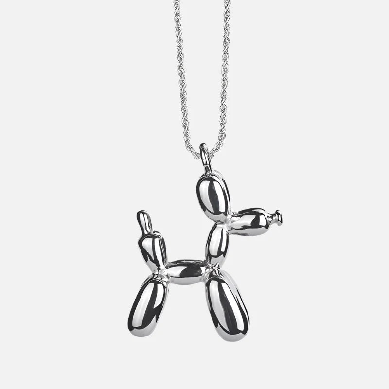 Collar con Colgante de Perro de Globo en Tonos Dorados