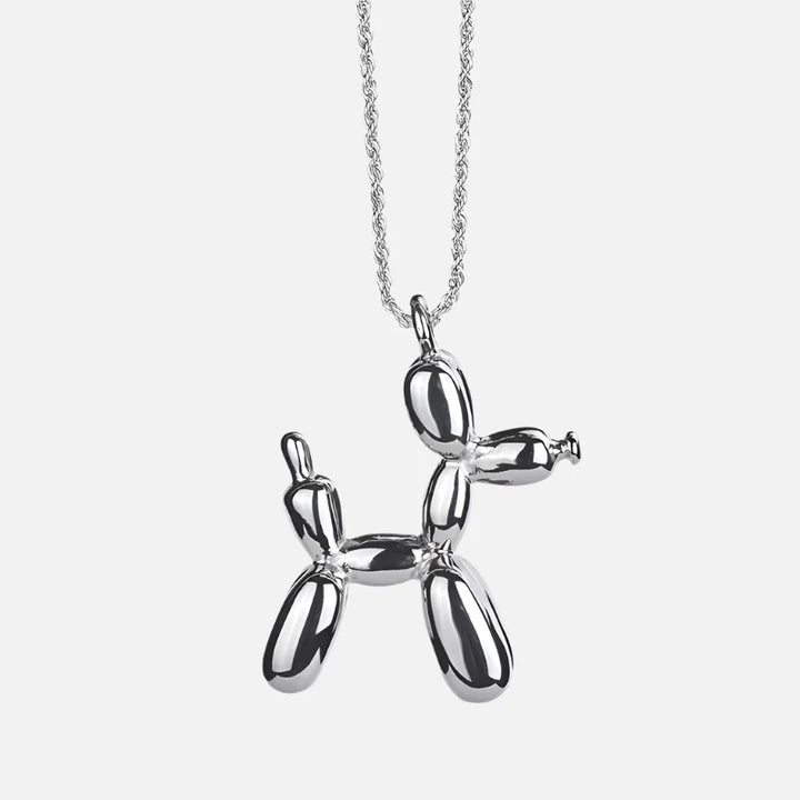 Collar con Colgante de Perro de Globo en Tonos Dorados