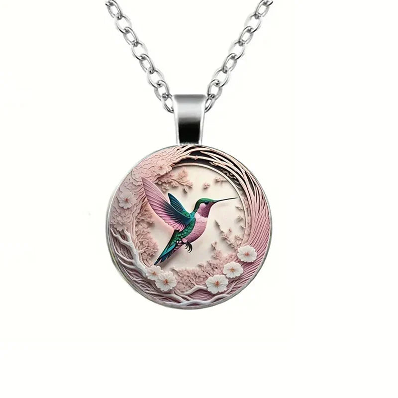 Collar Colgante de Cristal con Colibrí