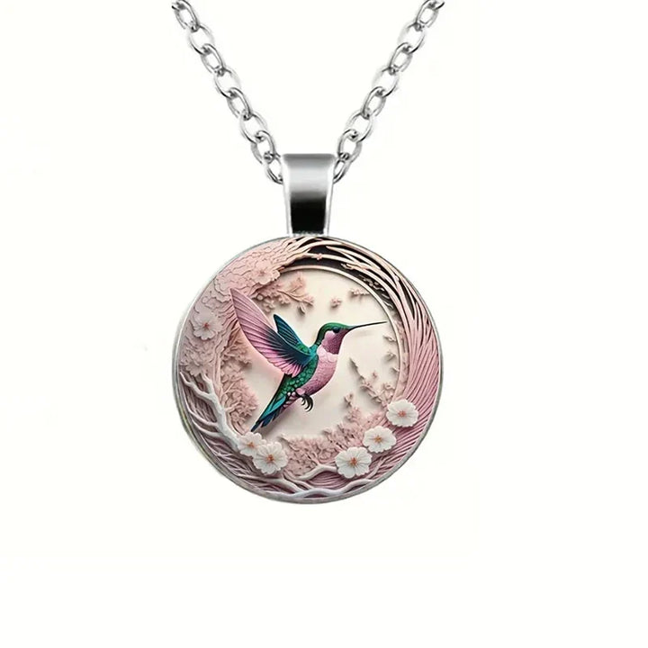Collar Colgante de Cristal con Colibrí
