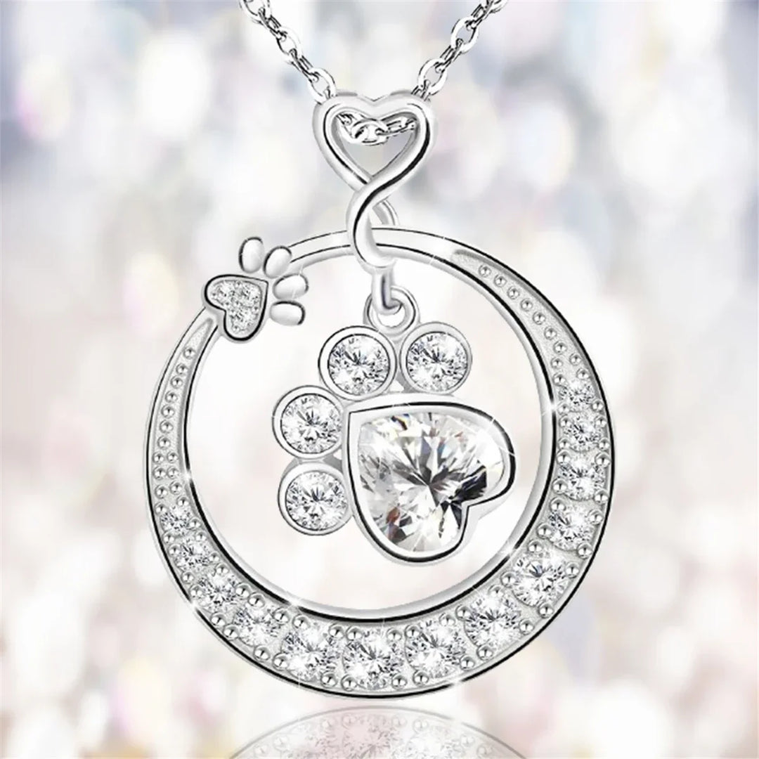 Collar de Huella de Patita Bonita en Plata de Ley 925 con Circonitas