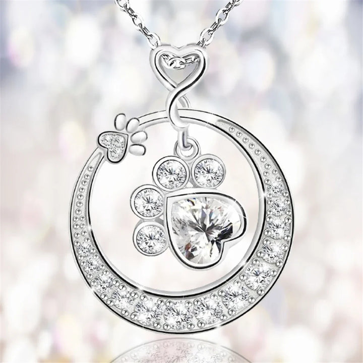 Collar de Huella de Patita Bonita en Plata de Ley 925 con Circonitas