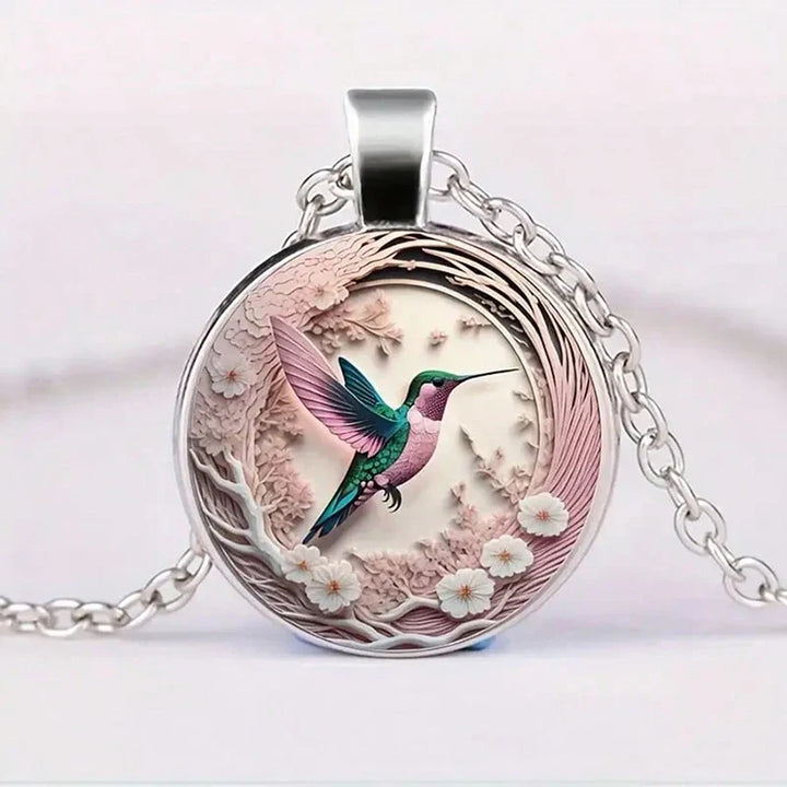 Collar Colgante de Cristal con Colibrí