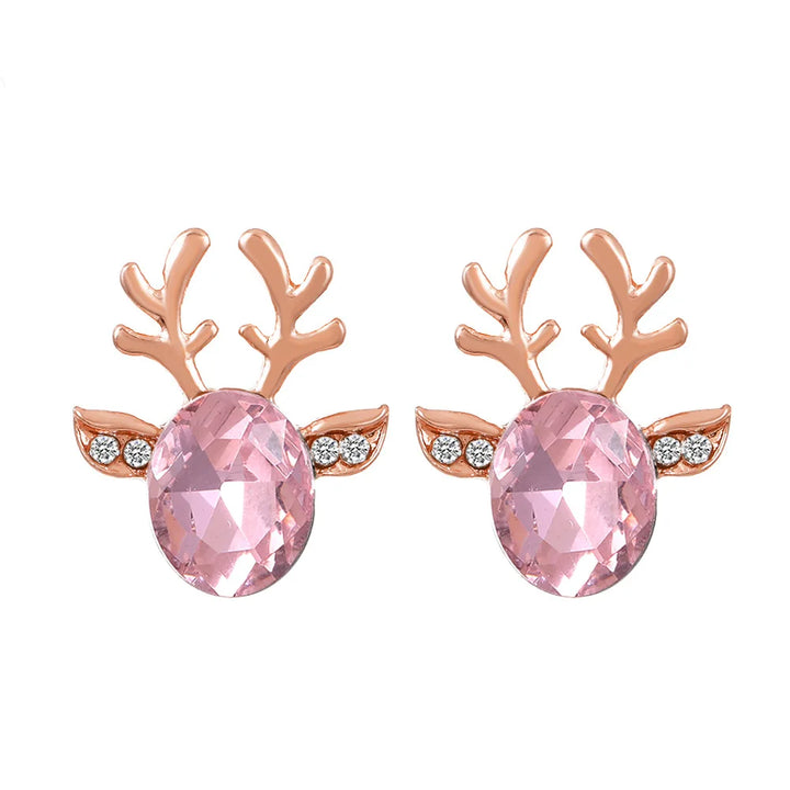 Pendientes de Cristal en Forma de Reno Festivo