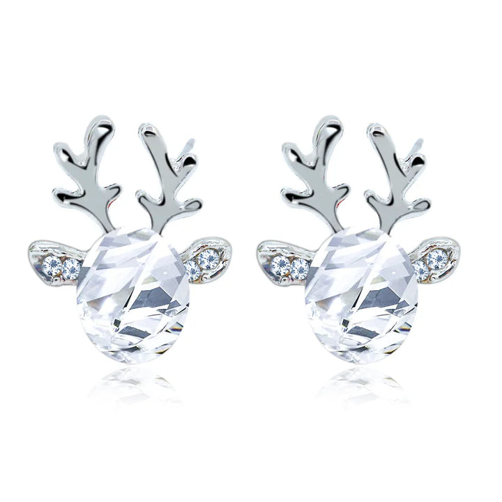 Pendientes de Cristal en Forma de Reno Festivo