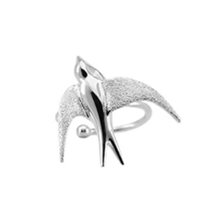 Hermosos Pendientes de Clip en Forma de Golondrina Plateada