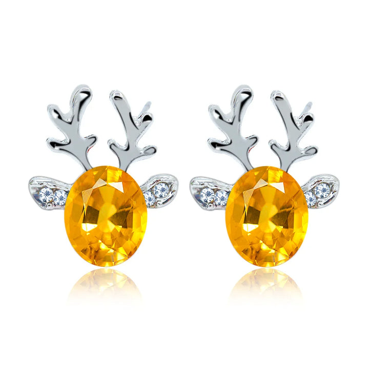 Pendientes de Cristal en Forma de Reno Festivo