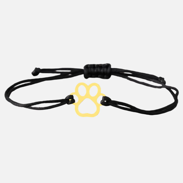 Pulsera de Cordón con Huella de Patas – Diseño Ajustable en Negro y Rojo