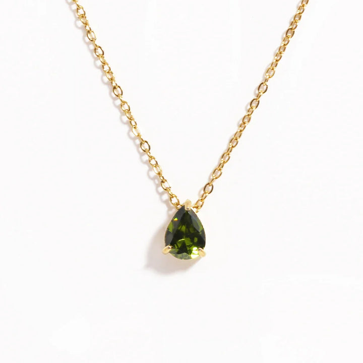 Collar de Cristal en Forma de Gota con Piedra de Nacimiento