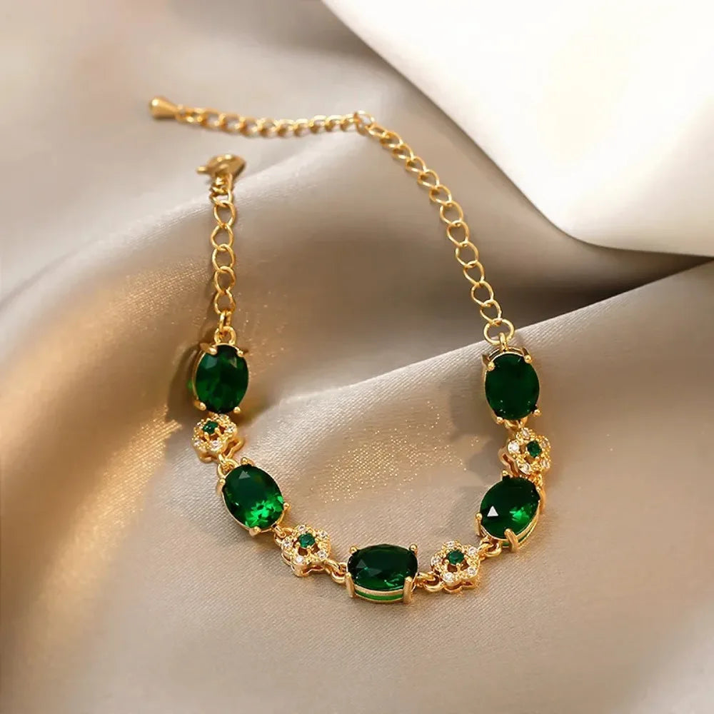Pulsera de Cristal Verde del Jardín Encantado
