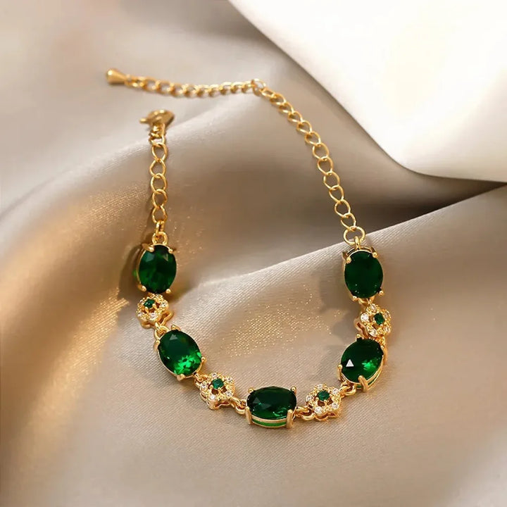 Pulsera de Cristal Verde del Jardín Encantado